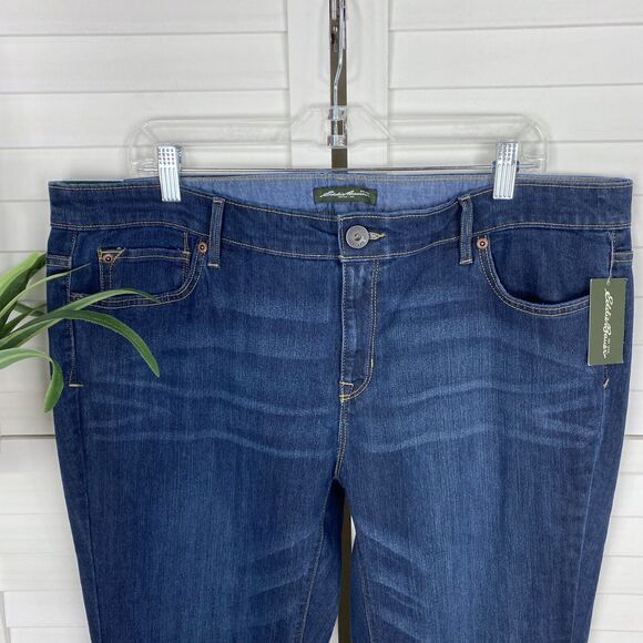 New Eddie Bauer Straight Leg Jeans Dark Wash Mid Rise Pants Womens Size 16 - Picture 2 of 10